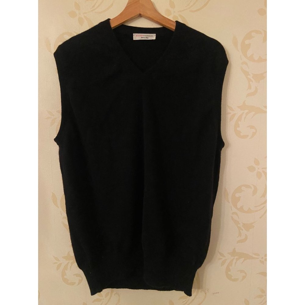 Mens Sweater Italy Maison Cashmere Black Sweater Vest 2XL